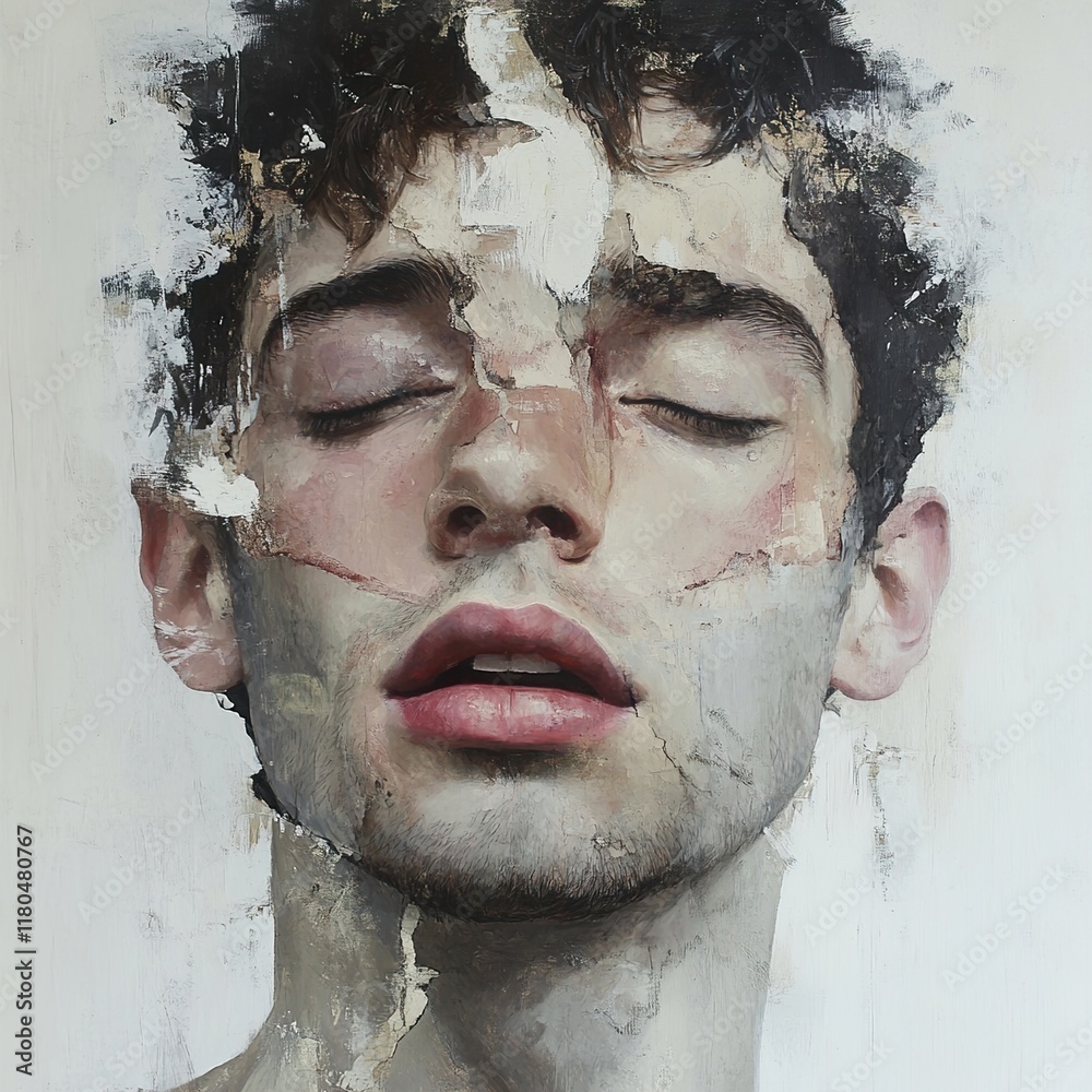 Fototapeta premium Fragile Man: A Study in Painted Emotion