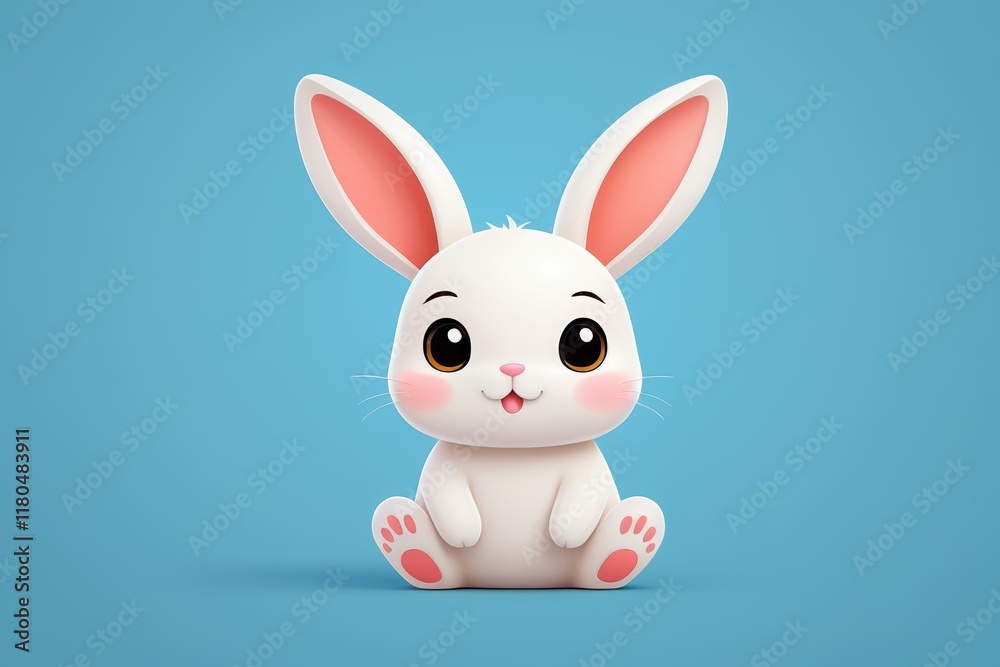 Obraz premium realistic rabbit sitting on a blue background