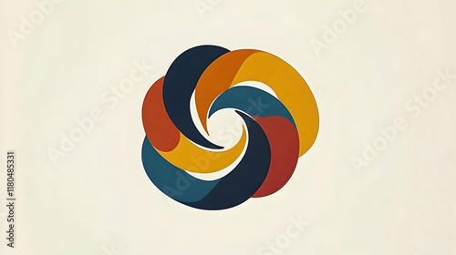 Abstract circular design with swirling colors on a muted background. photo