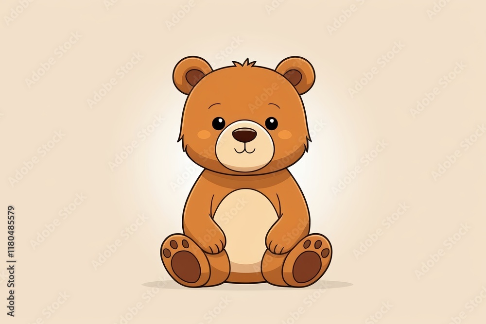 Obraz premium cartoon bear sitting on the ground with a light background