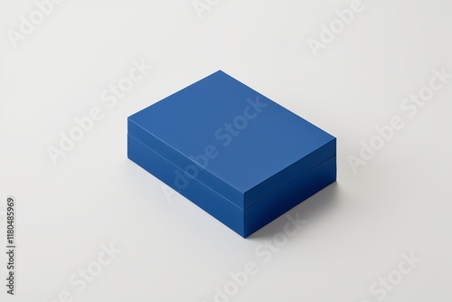 a close up of a blue box on a white surface