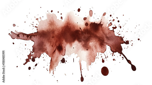 Reddish-brown watercolor splash with gradients creating a natural effect isolated on white background