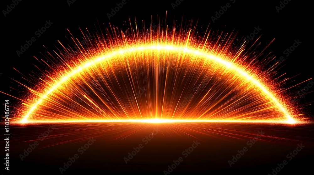 Obraz premium Abstract fiery semicircle radiating light and energy