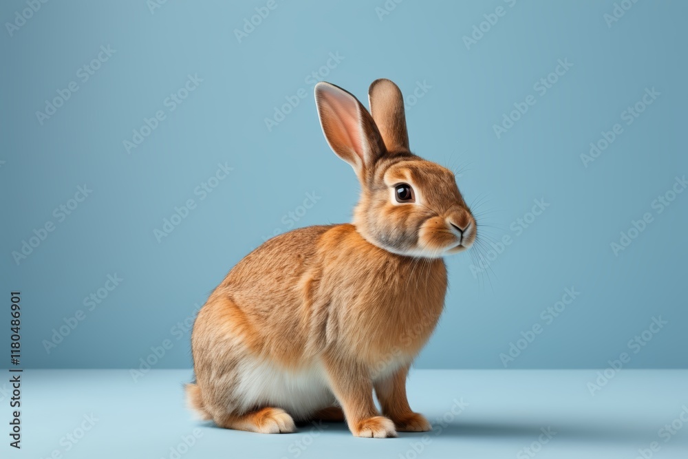 Obraz premium there is a brown rabbit sitting on a blue surface