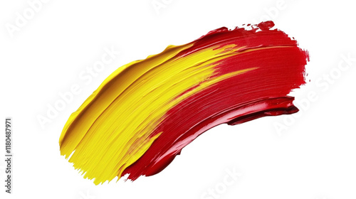 red and yellow brush stoke isolated on white background photo