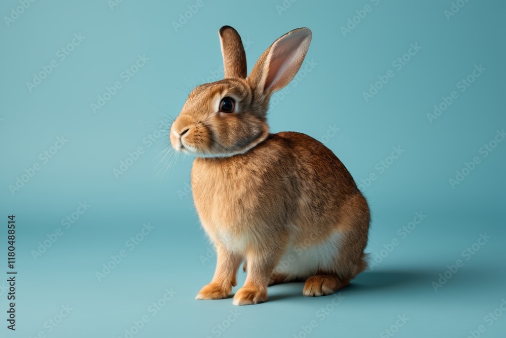 Obraz premium there is a brown rabbit sitting on a blue surface
