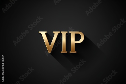 a close up of a gold vip sign on a black background