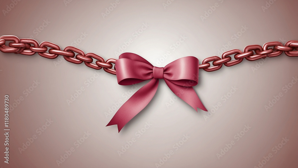 chain in the middle with ribbon ribbon in the middle of world cancer day February 4 Ribbon chain in the middle with ribbon ribbon in the middle of world cancer day February 4 Ribbon