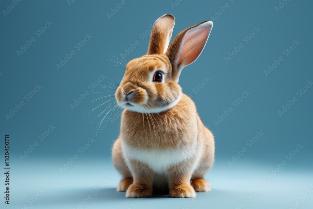 Obraz premium there is a brown rabbit sitting on a blue surface