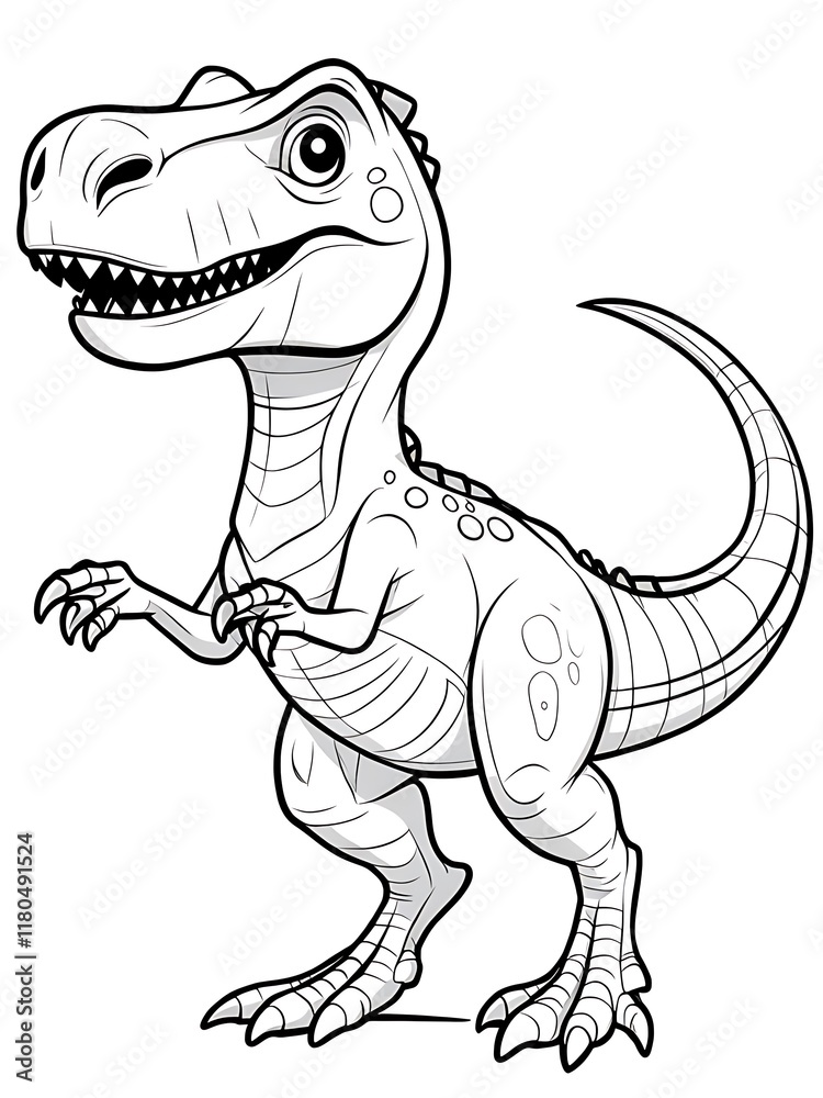 Fototapeta premium Playful Cartoon Dinosaur Line Drawing for Coloring Book Pages