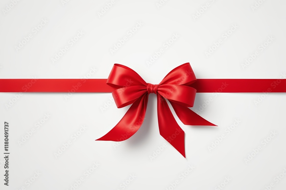 a close up of a red ribbon with a bow on a white background a close up of a red ribbon with a bow on a white background