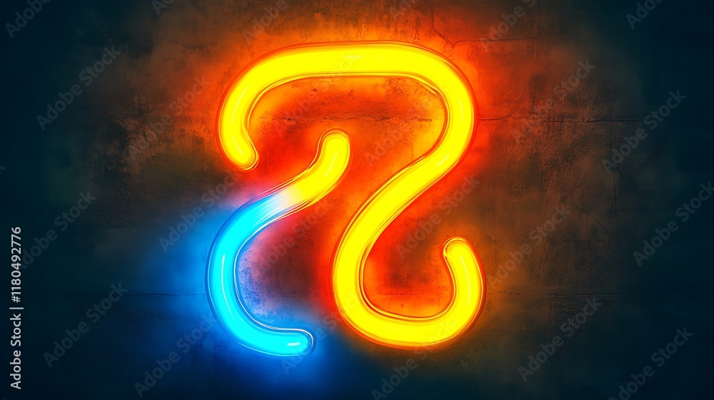 Naklejka premium Neon Sign Two Intertwined Glowing Curves