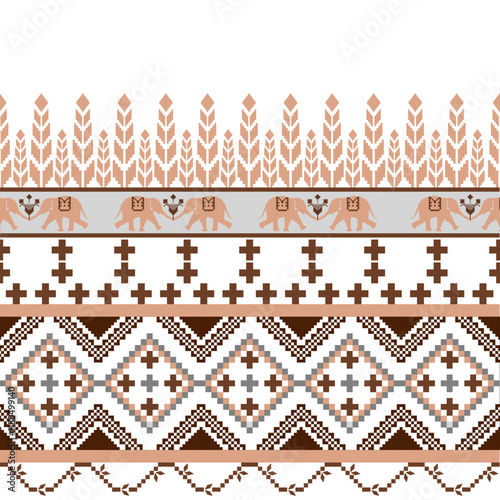 pixel elephant pattern,ethnic pixel pattern,Pixel Art Pattern Design for Fabric ,thai pattern,Thai elephant,pixel elephant background,Geometric ethnic pixel pattern,Elephant cross-stitch work
