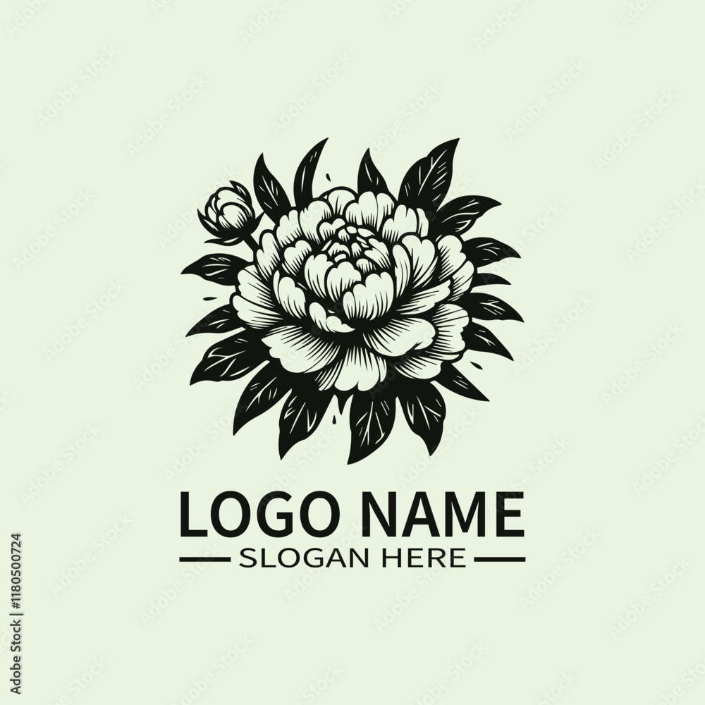 Peony Flower Logo Design, Elegant Peony Logo, Floral Logo with Peony, Luxury Peony Logo, Vintage Peony Logo Peony Flower Logo Design, Elegant Peony Logo, Floral Logo with Peony, Luxury Peony Logo, Vintage Peony Logo