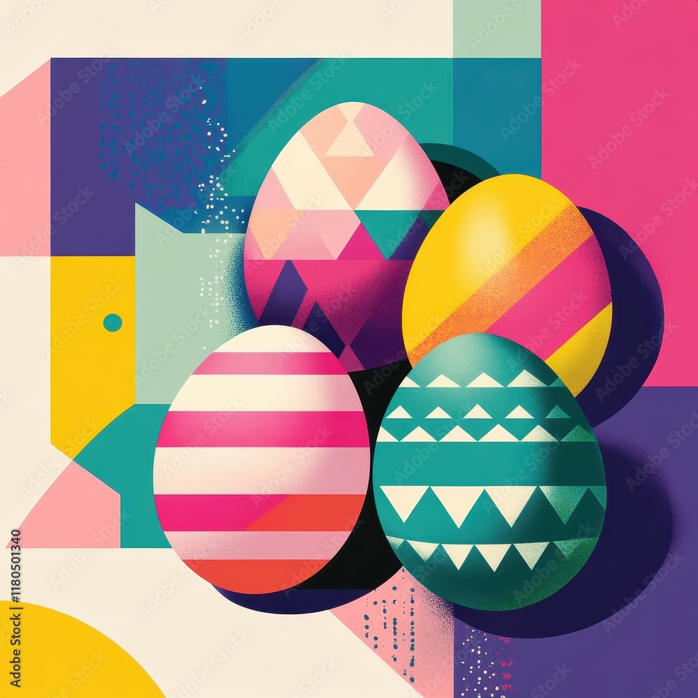 Geometric Easter Eggs Colorful Abstract Design Geometric Easter Eggs Colorful Abstract Design