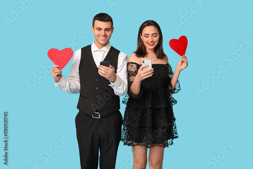 Young couple with mobile ph...