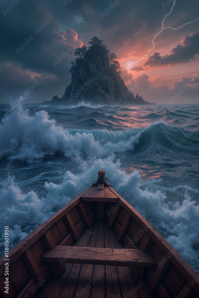 Fototapeta premium sea ​​and wooden boat