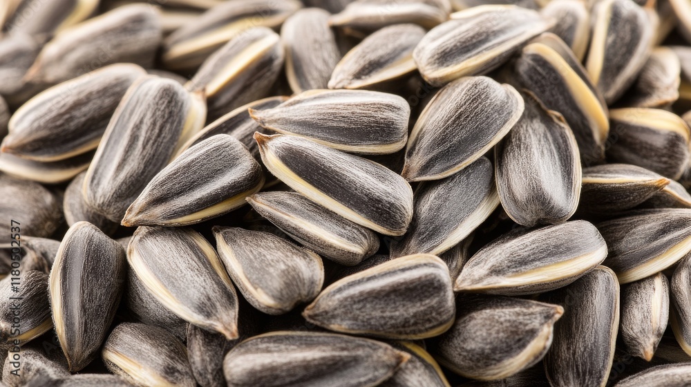Close-up of Sunflower Seeds With Dark Outer Shells; Healthy Snack Ingredients for Cooking, Baking and Crunchy Munching; Raw Nutritious Food Background Close-up of Sunflower Seeds With Dark Outer Shells; Healthy Snack Ingredients for Cooking, Baking and Crunchy Munching; Raw Nutritious Food Background