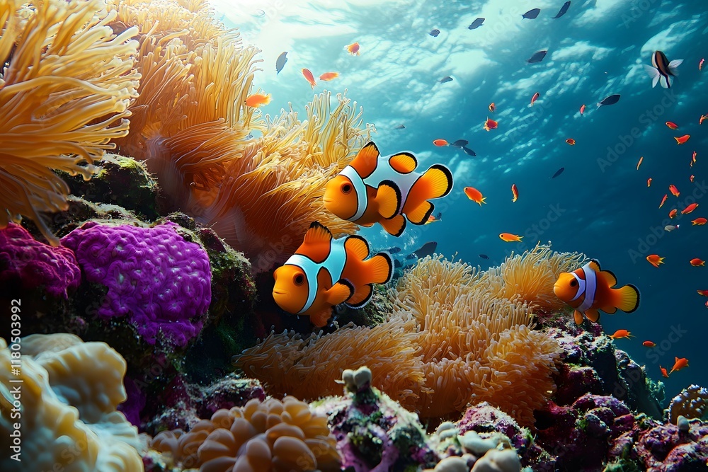 Fototapeta premium Clownfish in a Coral Reef