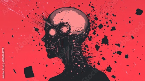 Robotic Skull Deconstruction Abstract Art