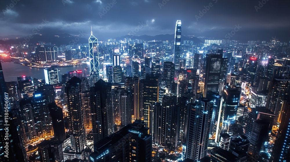 Hong Kong Night Skyline: A Dazzling Urban Metropolis Hong Kong Night Skyline: A Dazzling Urban Metropolis