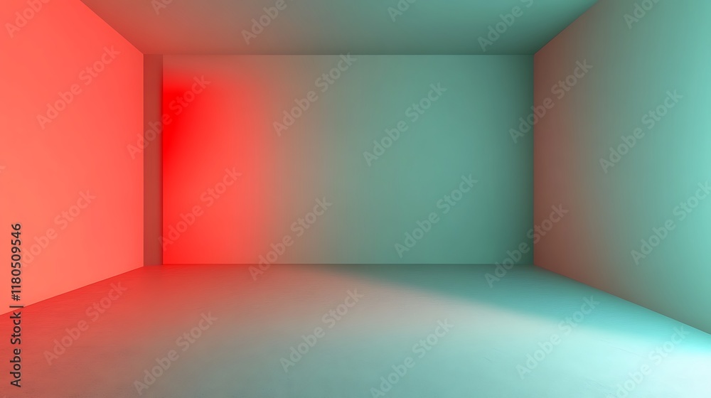 Abstract Room With Red And Green Lighting