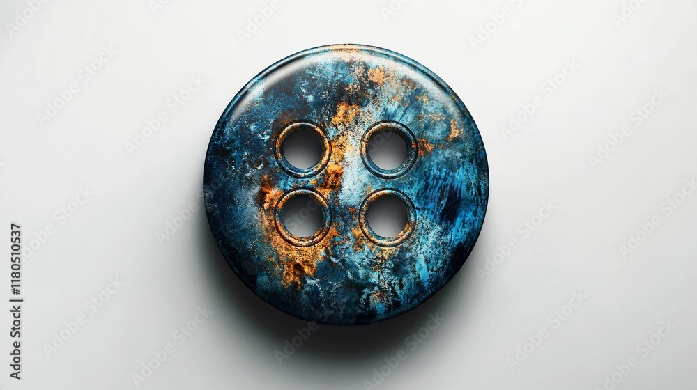 Close-up of a Blue and Gold Artistic Button Close-up of a Blue and Gold Artistic Button