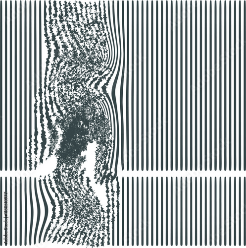 A striped texture with vertical lines and a wide band of loud noise.