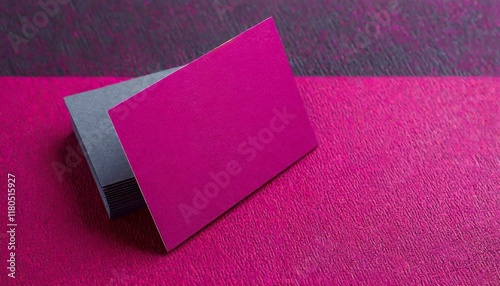 Magenta blank business card template empty mock-up at magenta textured background with copy photo