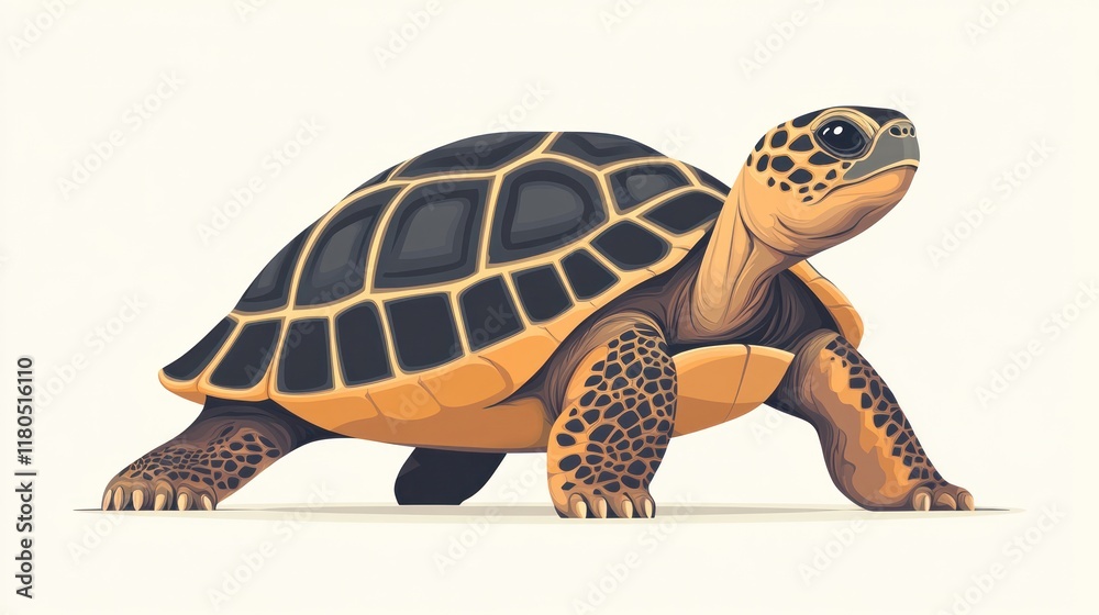 Obraz premium A detailed illustration of a tortoise, showcasing its shell, legs, and head.