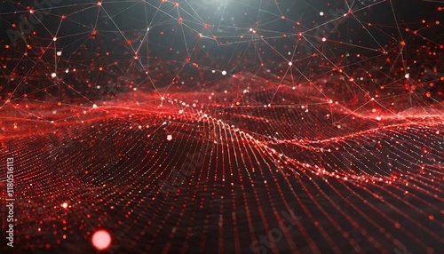 Network connection red dots particle, virtual Digital technology background photo