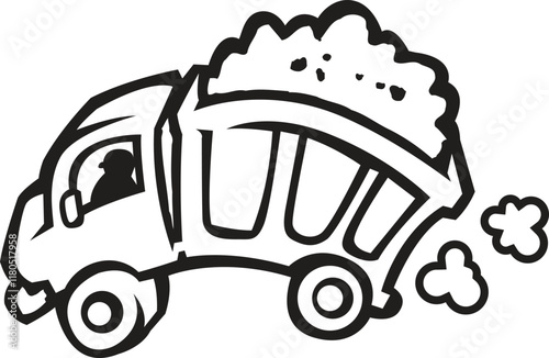 Dump truck hauling dirt