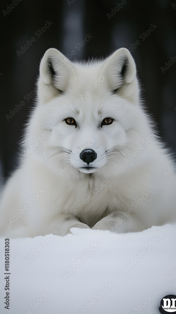 Obraz premium Majestic arctic fox in snowy landscape.