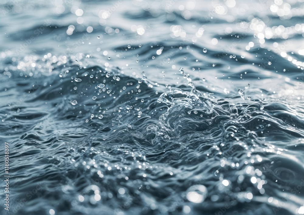 Closeup of Clear Water Surface with Splashes and Bubbles. Perfect for nature-inspired designs, spa advertisements, or backgrounds emphasizing tranquility, purity, and freshness Closeup of Clear Water Surface with Splashes and Bubbles. Perfect for nature-inspired designs, spa advertisements, or backgrounds emphasizing tranquility, purity, and freshness