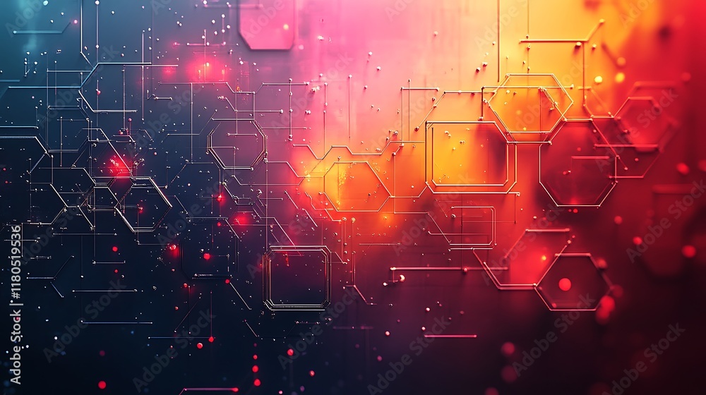 Obraz premium Abstract Hexagonal Network Digital Technology Design