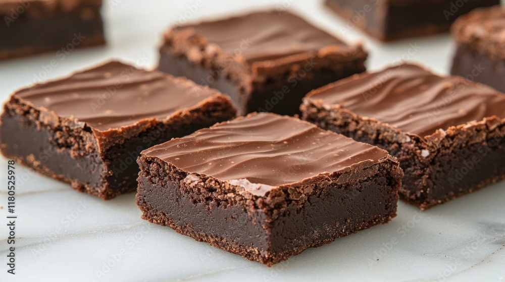 Delicious chocolate brownies with a glossy topping. Delicious chocolate brownies with a glossy topping.