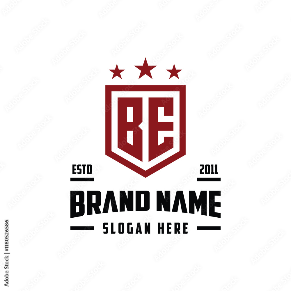 Obraz premium letter BE monogram shield star logo design vector template