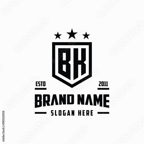 letter BK monogram shield star logo design vector template photo