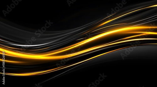 Abstract Gold and Black Swirling Waves Design