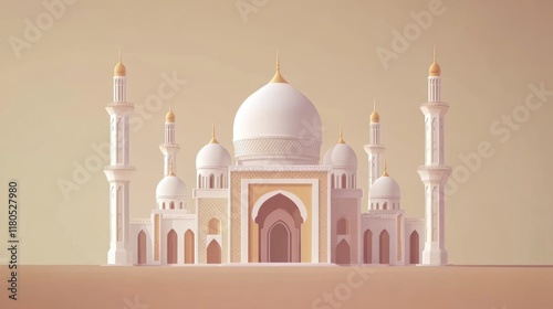 Majestic desert mosque architectural design illustration photo