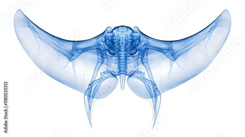 Detailed X-ray Image of a Blue Stingray Captured in High Definition with Intricate Bone Structure