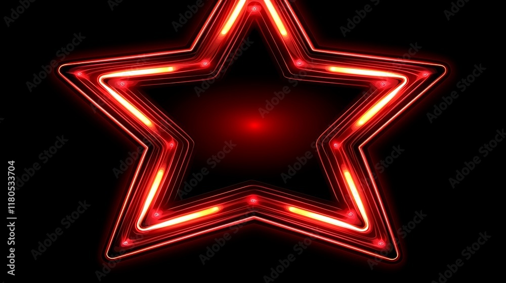 Glowing Red Neon Star Shape Abstract Design Glowing Red Neon Star Shape Abstract Design