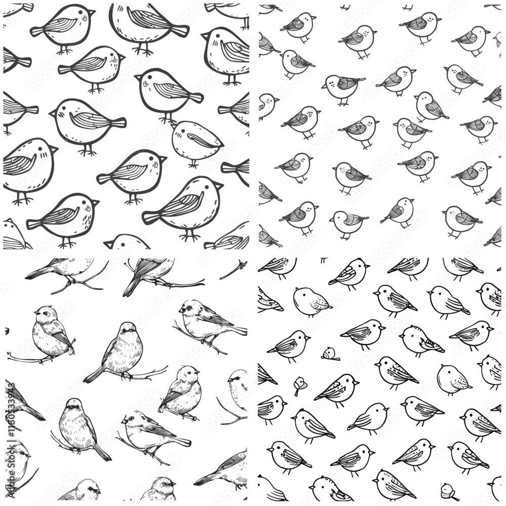 Naklejka premium tiny bird pattern design vector template