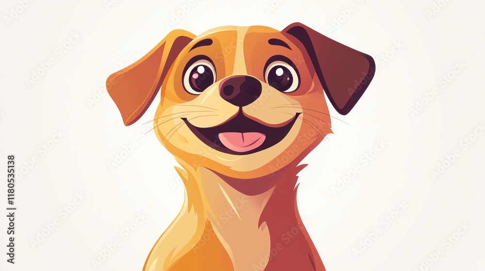 Fototapeta premium Happy cartoon puppy dog portrait.
