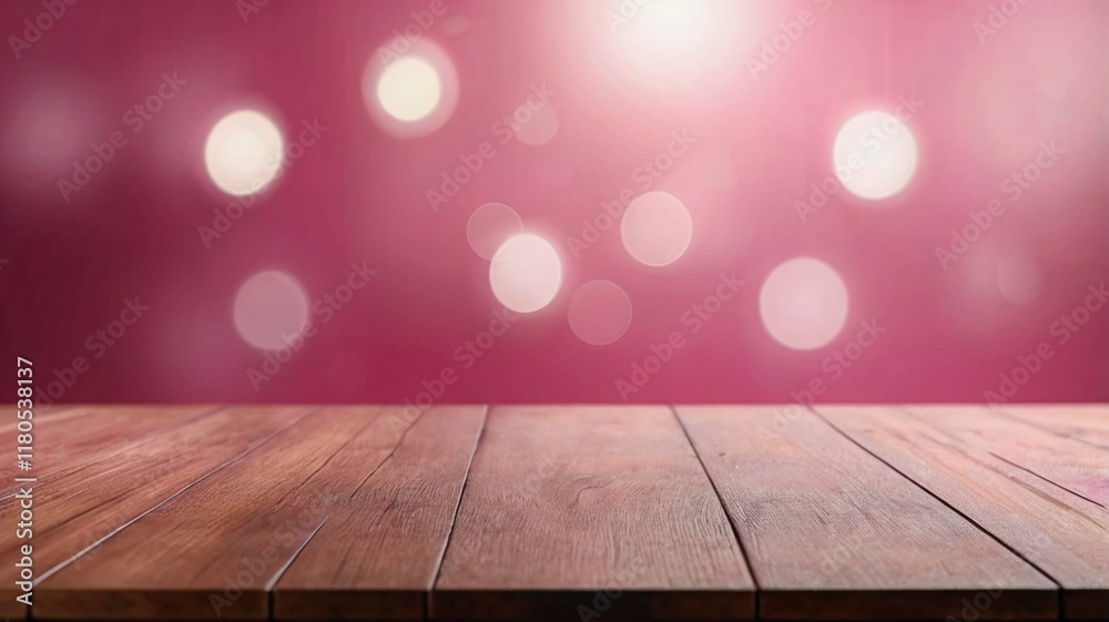Empty wood table top on blur abstract pink background with professional lighting from a modern photography studio. Empty wood table top on blur abstract pink background with professional lighting from a modern photography studio.