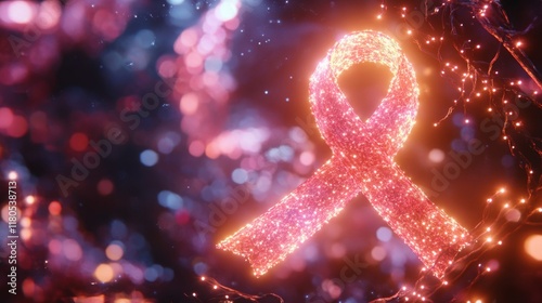 Glowing Ribbon of Light Represents Hope and Awareness