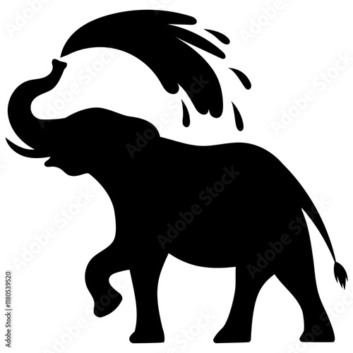 elephant silhouette splashing water illustration