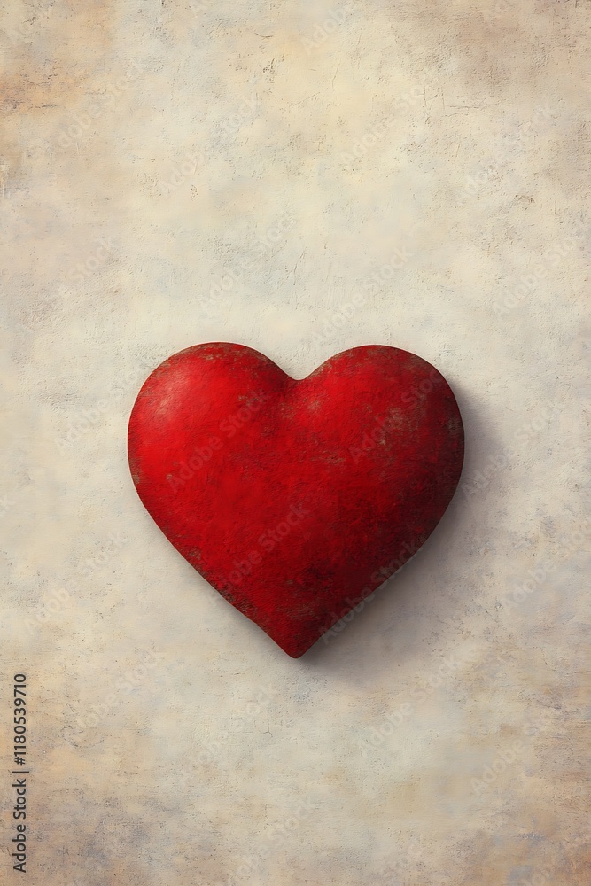 Red heart on textured background. Red heart on textured background.