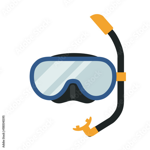 Scuba Diving Mask with Snorkel Tube for Breathing. Dive Equipment for Water Sports. Vector Illustration.