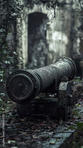 Wallpaper Mural Forgotten Cannon: A Relic of War in Nature's Embrace Torontodigital.ca
